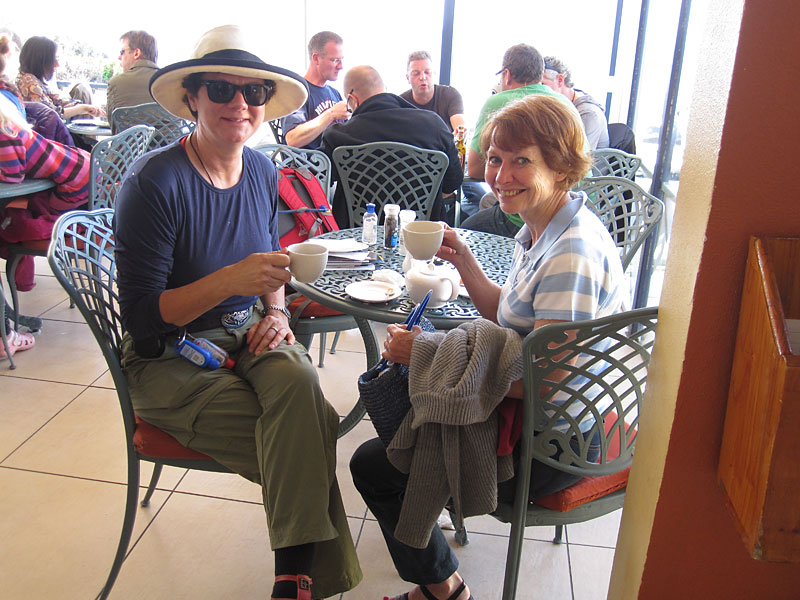 Rolie with friend Anne having tea in Capetown