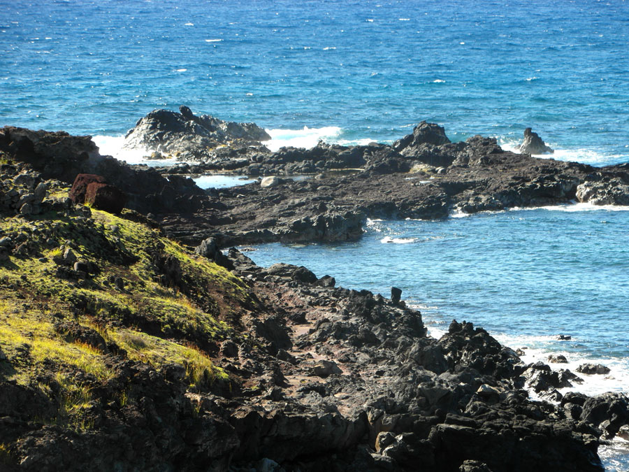 the rocky shores of Easter Island